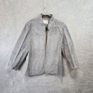 Objectives For Women Pig Suede Leather Open Front Jacket Womens Size 40 As-IS
